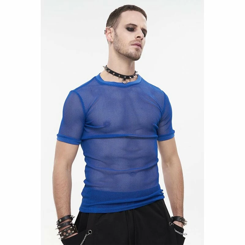 Devil Fashion T-shirt En Filet - Goa Trance Blue – Image 2