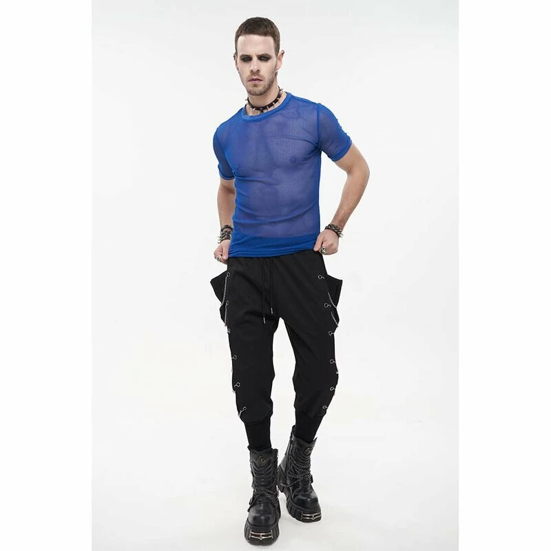 Devil Fashion T-shirt En Filet - Goa Trance Blue – Image 4