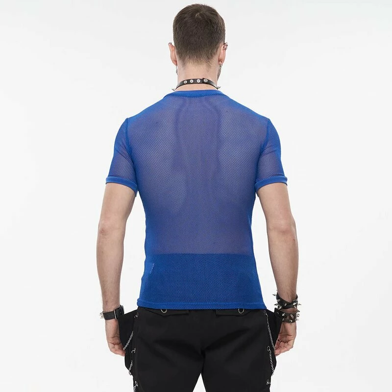 Devil Fashion T-shirt En Filet - Goa Trance Blue – Image 6